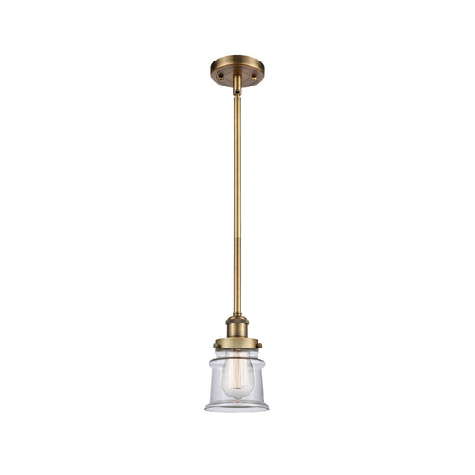 Innovations Canton 5.25in 1-Light Mini Pendant | Modern Transitional Brushed Brass and Clear Glass | Kitchen Island & Dining Room | Model 916-1S-BB-G182S