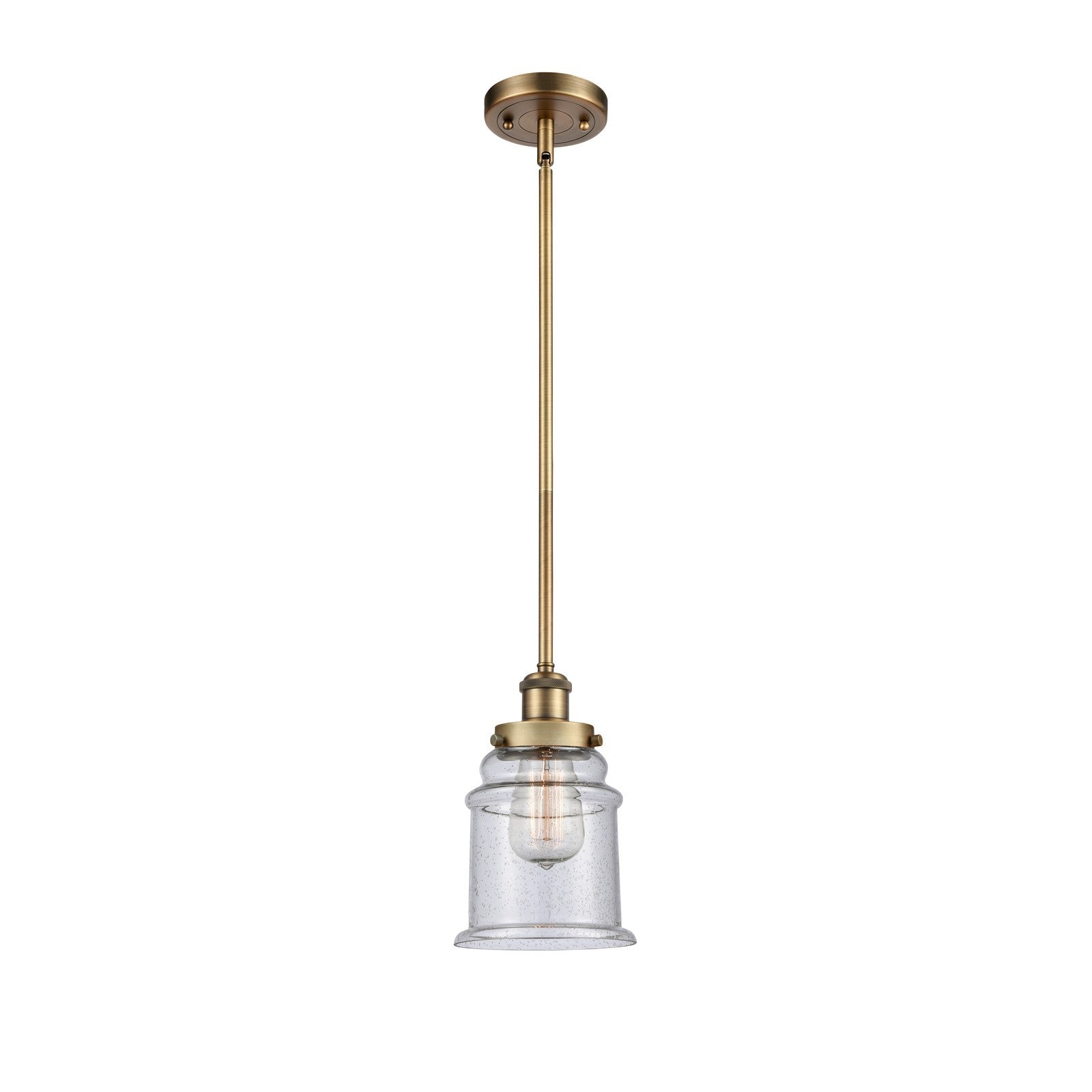 Innovations Canton 6in 1-Light Mini Pendant | Modern Transitional Brushed Brass and Seedy Glass | Kitchen Island & Dining Room | Model 916-1S-BB-G184