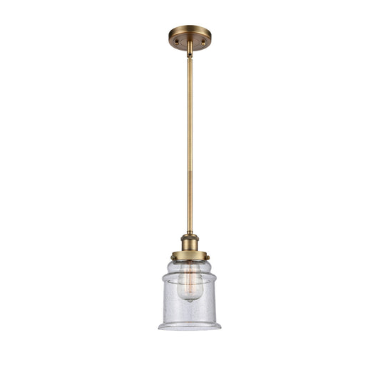 Innovations Canton 6in 1-Light Mini Pendant | Modern Transitional Brushed Brass and Seedy Glass | Kitchen Island & Dining Room | Model 916-1S-BB-G184