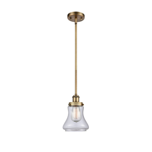 Innovations Bellmont 6in 1-Light Mini Pendant | Brushed Brass Steel and Clear Glass | Kitchen Island & Dining Room | Model 916-1S-BB-G192