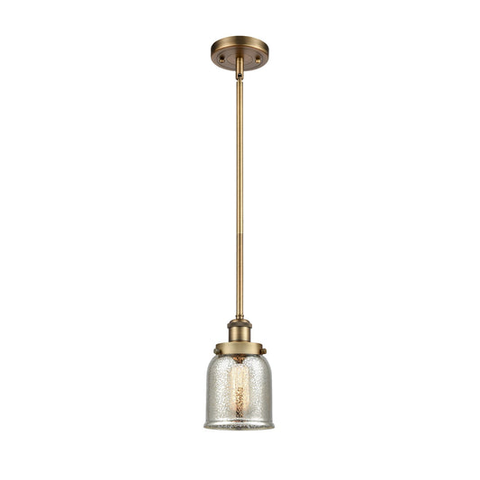 Innovations Bell 5in 1-Light LED Mini Pendant | Industrial Brushed Brass and Silver Plated Mercury Glass | Kitchen Island & | Model 916-1S-BB-G58-LED