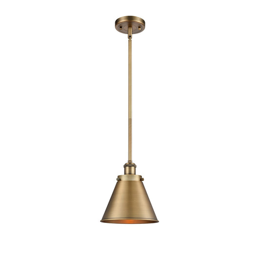 Innovations Appalachian 7in 1-Light Mini Pendant | Industrial Brushed Brass Metal Shade | Kitchen Island & Dining Room | Model 916-1S-BB-M13-BB