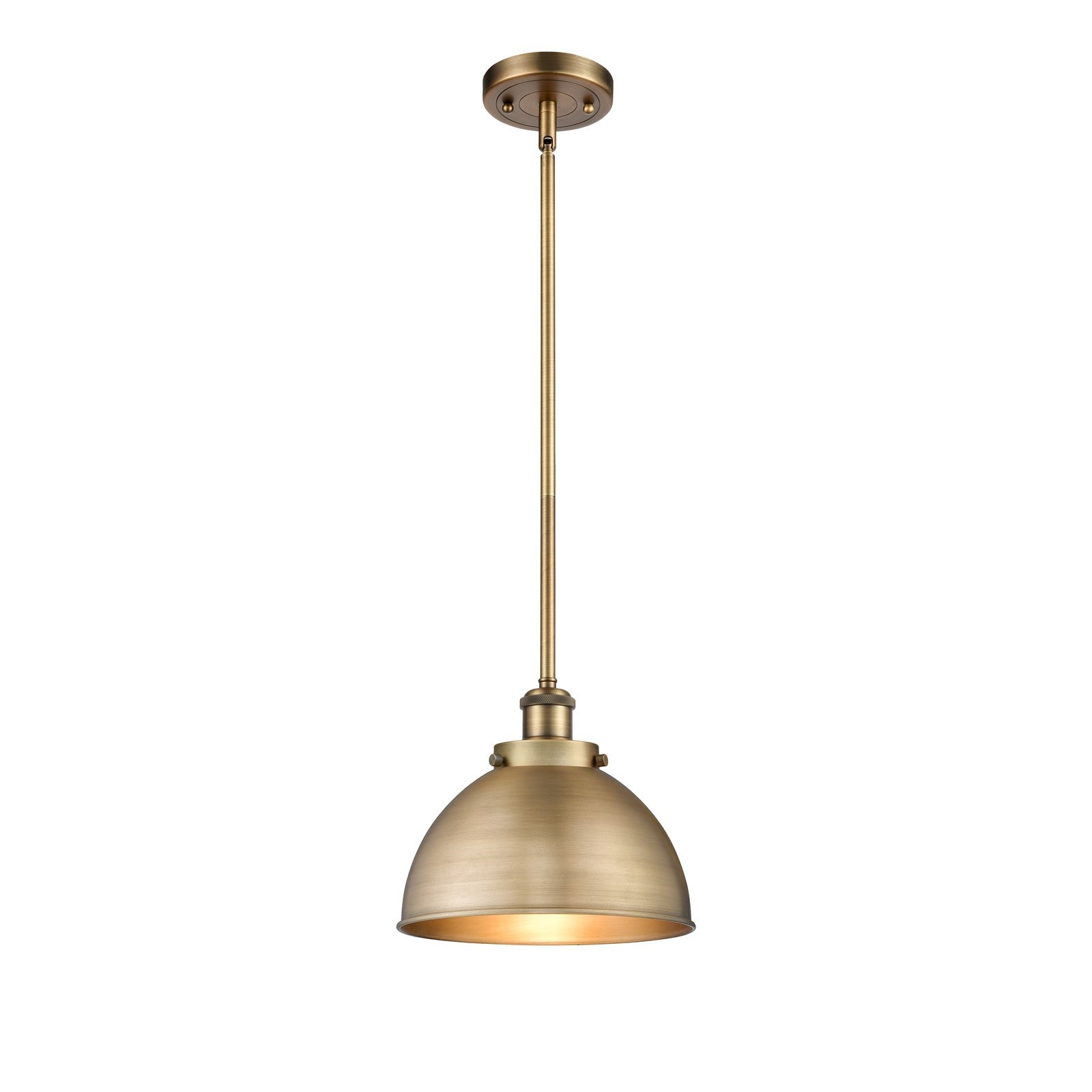 Innovations Derby 10in 1-Light Pendant | Industrial Brushed Brass Steel and Brushed Brass Metal Shade | Kitchen Island & | Model 916-1S-BB-MFD-10-BB-LED
