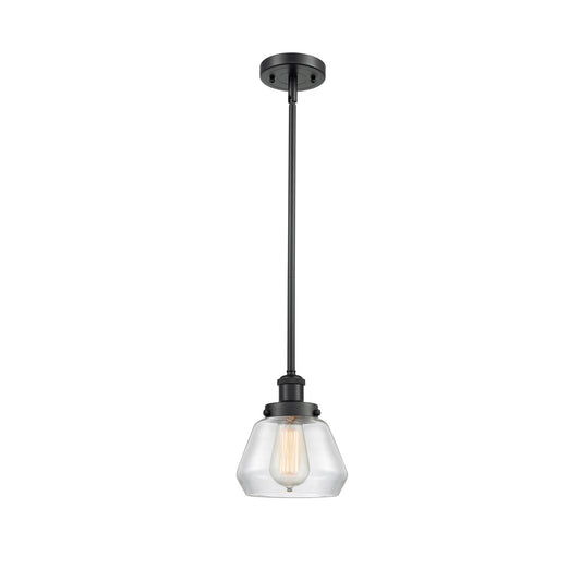 Innovations Fulton 7in 1-Light Mini Pendant | Modern Contemporary Matte Black Steel and Clear Glass | Kitchen Island & Dining Room | Model 916-1S-BK-G172
