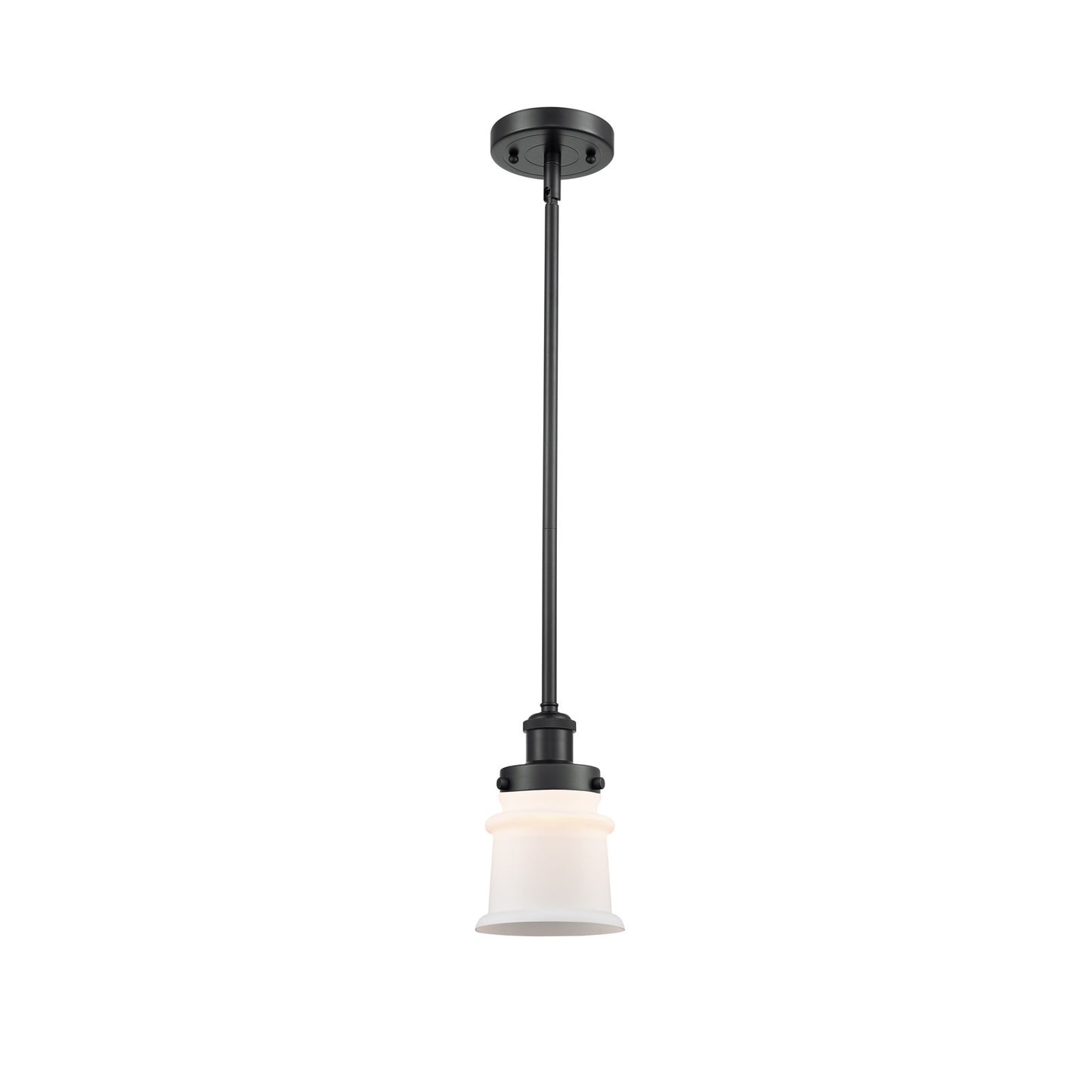 Innovations Canton 5.25in 1-Light Mini Pendant | Modern Matte Black Steel and Matte White Frosted Glass | Kitchen Island & Dining | Model 916-1S-BK-G181S
