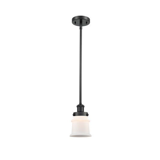 Innovations Canton 5.25in 1-Light Mini Pendant | Modern Matte Black Steel and Matte White Frosted Glass | Kitchen Island & Dining | Model 916-1S-BK-G181S
