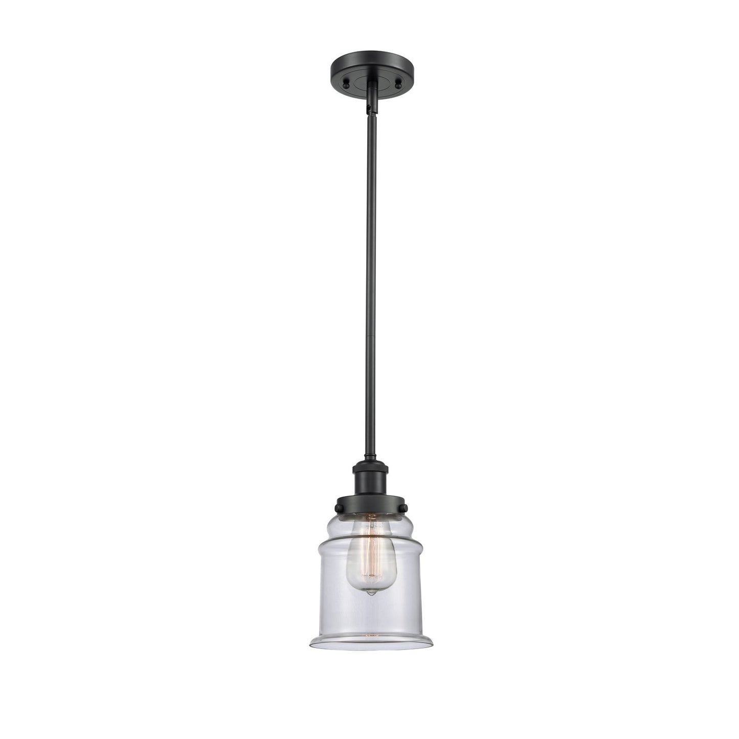 Innovations Canton 6in 1-Light Mini Pendant | Modern Matte Black Steel and Clear Glass | Kitchen Island & Dining Room | Model 916-1S-BK-G182