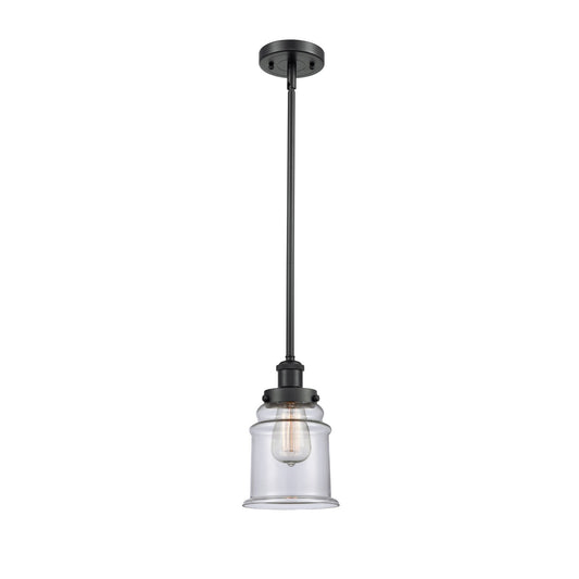 Innovations Canton 6in 1-Light Mini Pendant | Modern Matte Black Steel and Clear Glass | Kitchen Island & Dining Room | Model 916-1S-BK-G182