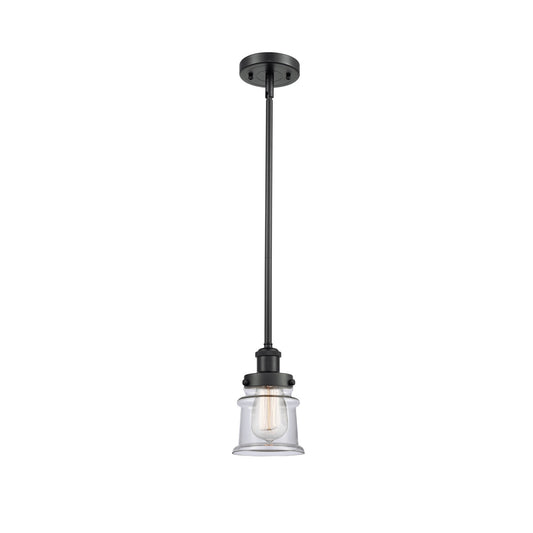 Innovations Canton 5.25in 1-Light Mini Pendant | Modern Matte Black Steel and Clear Glass | Kitchen Island & Dining Room | Model 916-1S-BK-G182S