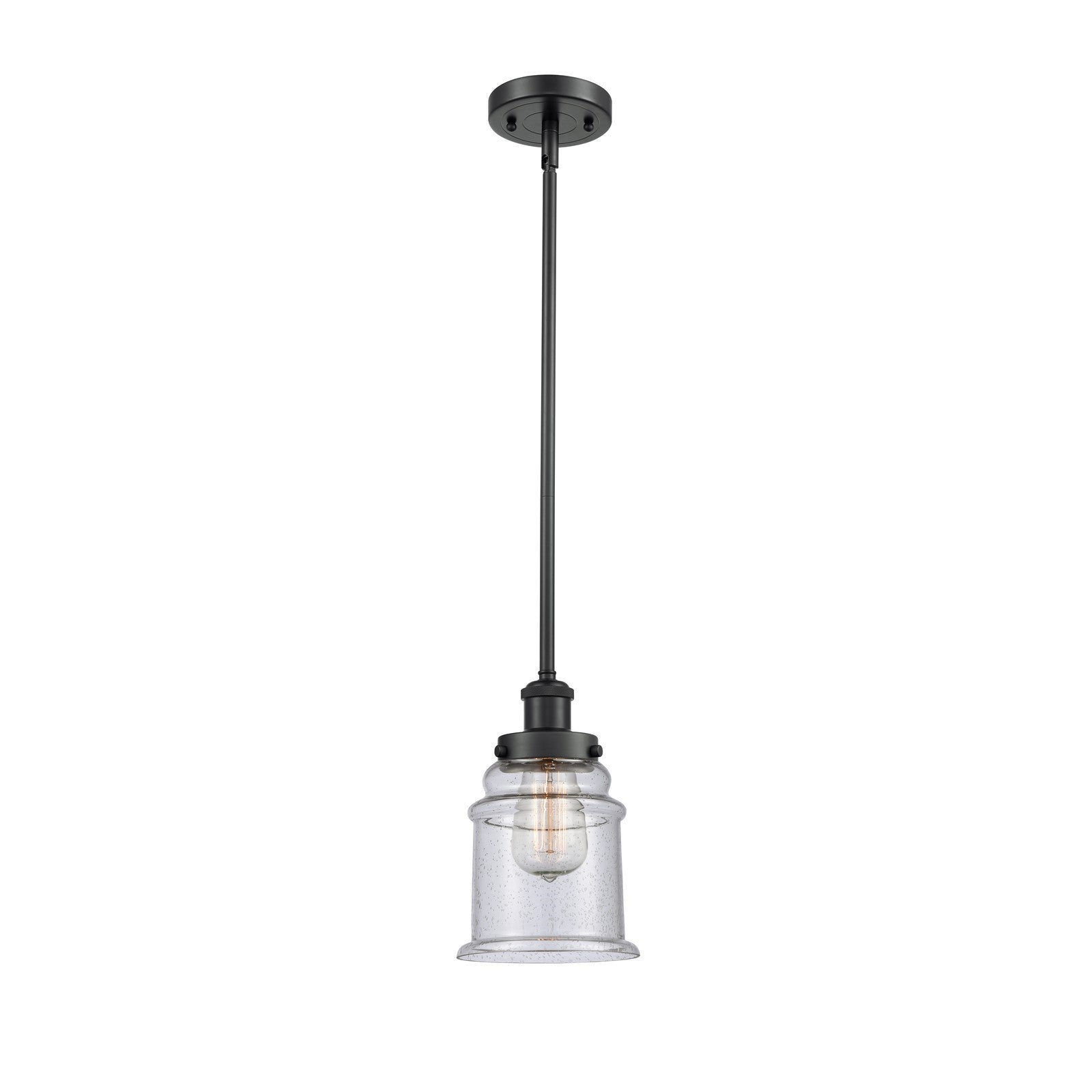 Innovations Canton 6in 1-Light Mini Pendant | Modern Contempo Matte Black Steel and Seedy Glass | Kitchen Island & Dining Room | Model 916-1S-BK-G184