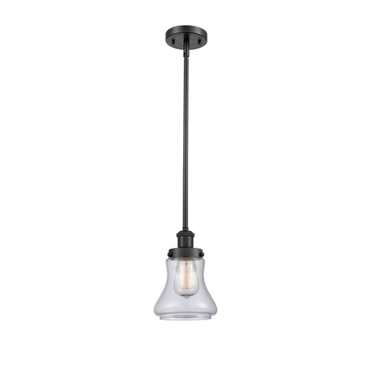 Innovations Bellmont 6.125in 1-Light Mini Pendant | Modern Contempo Matte Black Steel and Clear Glass | Kitchen Island & Dining | Model 916-1S-BK-G192