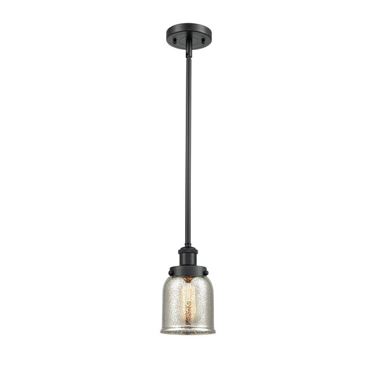 Innovations Bell 5in 1-Light Mini Pendant | Industrial Matte Black Steel and Silver Plated Mercury Glass | Kitchen Island & | Model 916-1S-BK-G58-LED