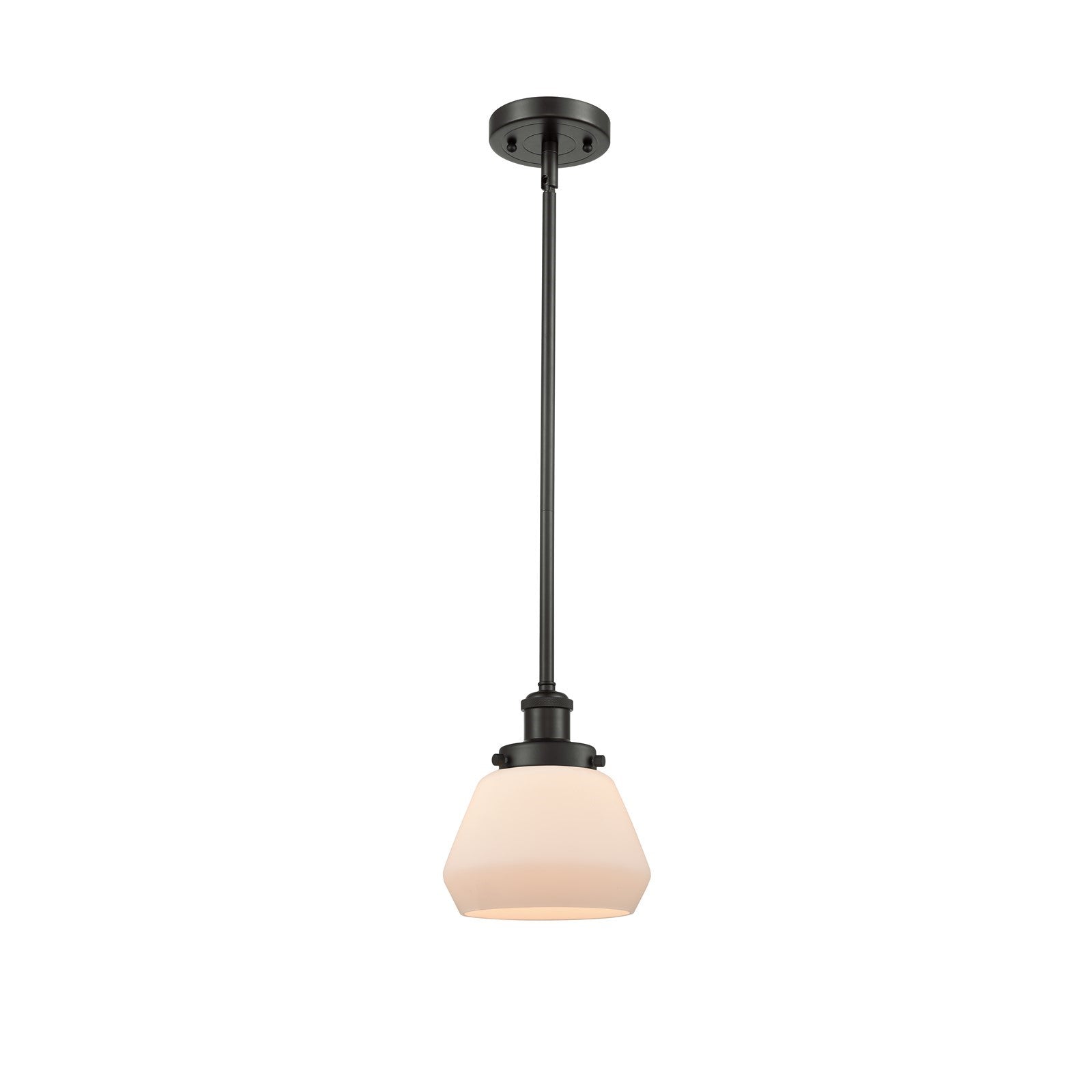 Innovations Fulton 7in 1-Light Mini Pendant | Modern Transitional Oil Rubbed Bronze Steel and Matte White Frosted Glass | Kitchen | Model 916-1S-OB-G171