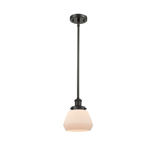 Innovations Fulton 7in 1-Light Mini Pendant | Modern Transitional Oil Rubbed Bronze Steel and Matte White Frosted Glass | Kitchen | Model 916-1S-OB-G171