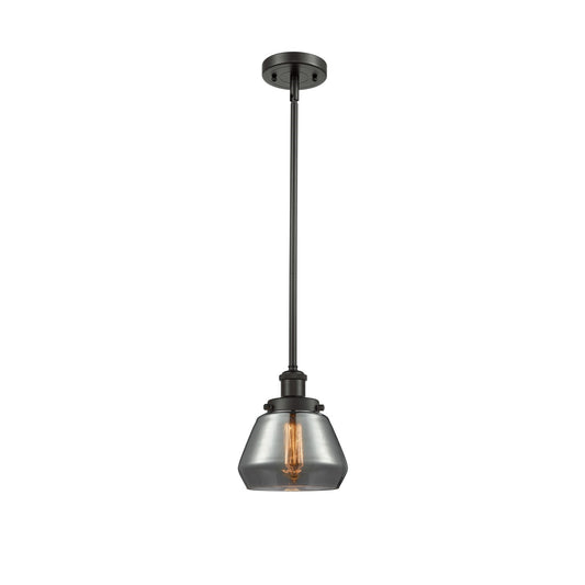 Innovations Fulton 7in 1-Light Mini Pendant | Modern Transitional Oil Rubbed Bronze Steel and Light Smoke Glass | Kitchen Island & | Model 916-1S-OB-G173