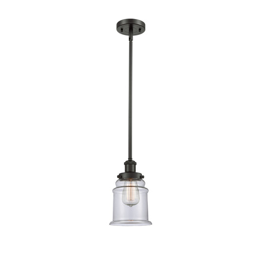 Innovations Canton 6in 1-Light Mini Pendant | Modern Contempo Oil Rubbed Bronze Steel and Clear Glass | Kitchen Island & Dining | Model 916-1S-OB-G182