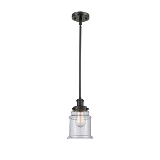 Innovations Canton 6in 1-Light Mini Pendant | Modern Contempo Oil Rubbed Bronze Steel and Seedy Glass | Kitchen Island & Dining | Model 916-1S-OB-G184