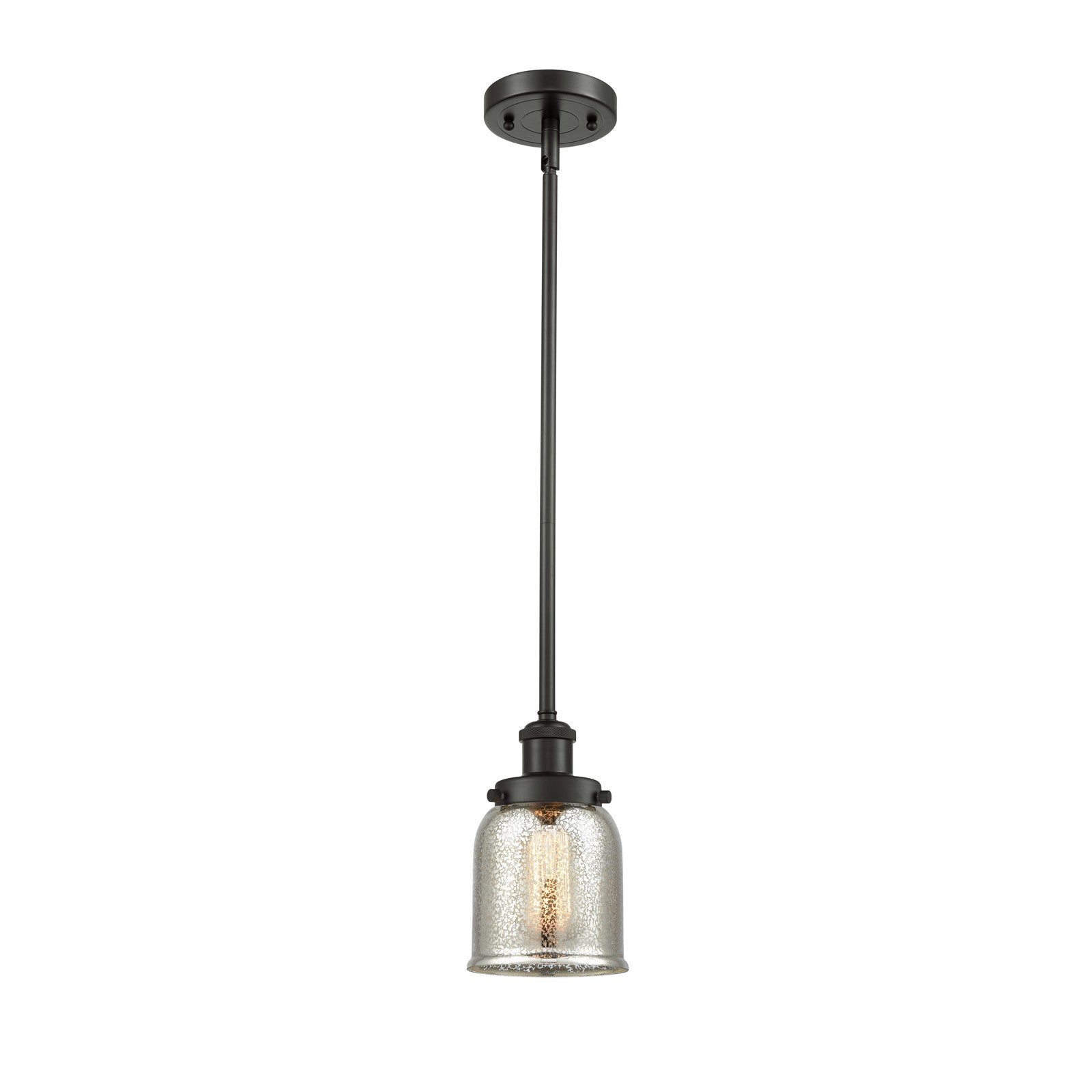 Innovations Bell 5in 1-Light Mini Pendant | Industrial Oil Rubbed Bronze Steel and Silver Plated Mercury Glass | Kitchen Island | Model 916-1S-OB-G58-LED