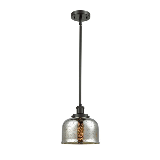 Innovations Bell 8in 1-Light Mini Pendant | Industrial Oil Rubbed Bronze Steel and Silver Plated Mercury Glass | Kitchen Island | Model 916-1S-OB-G78-LED