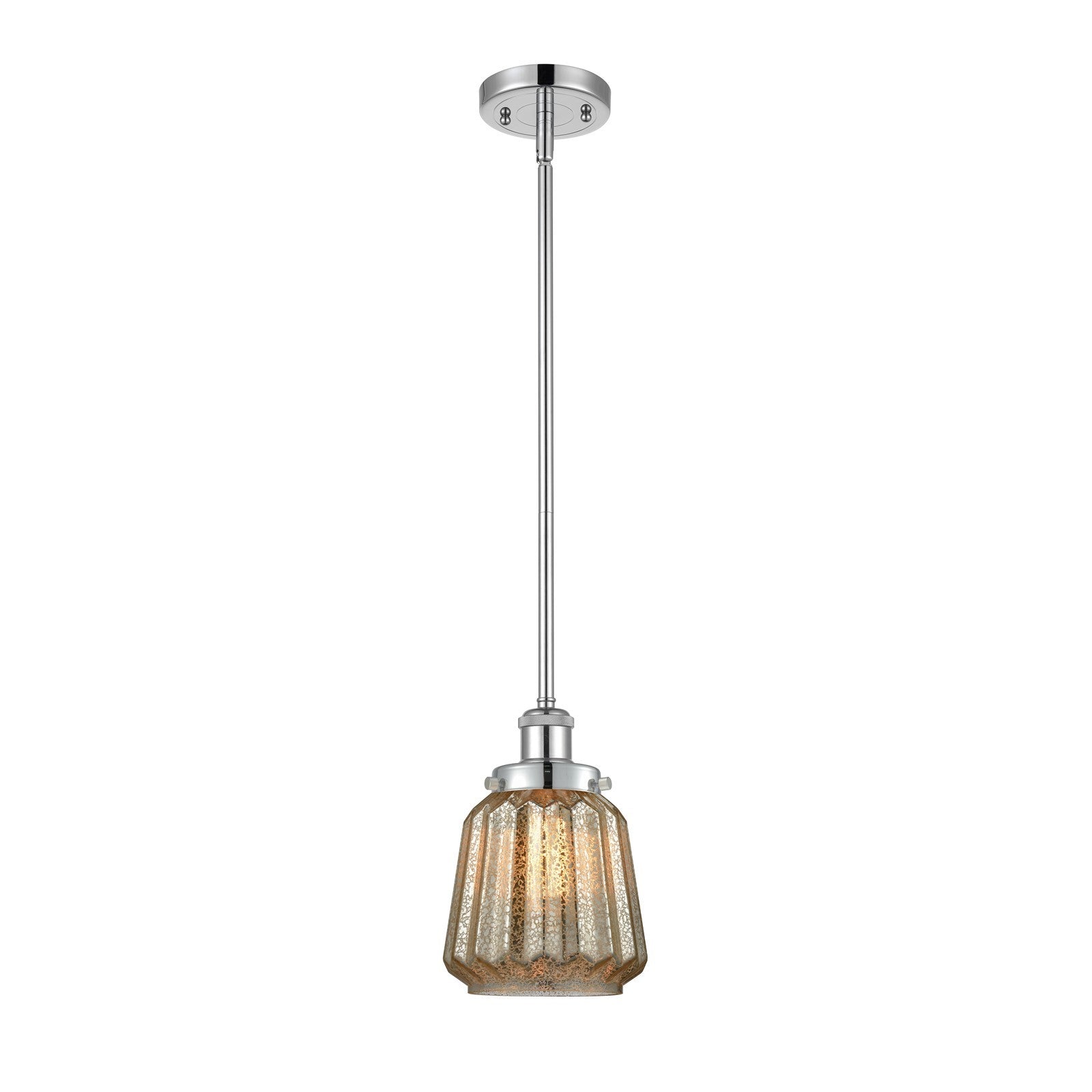 Innovations Chatham 7in 1-Light Mini Pendant | Modern Contemporary Polished Chrome and Mercury Ribbed Glass | Kitchen Island & | Model 916-1S-PC-G146
