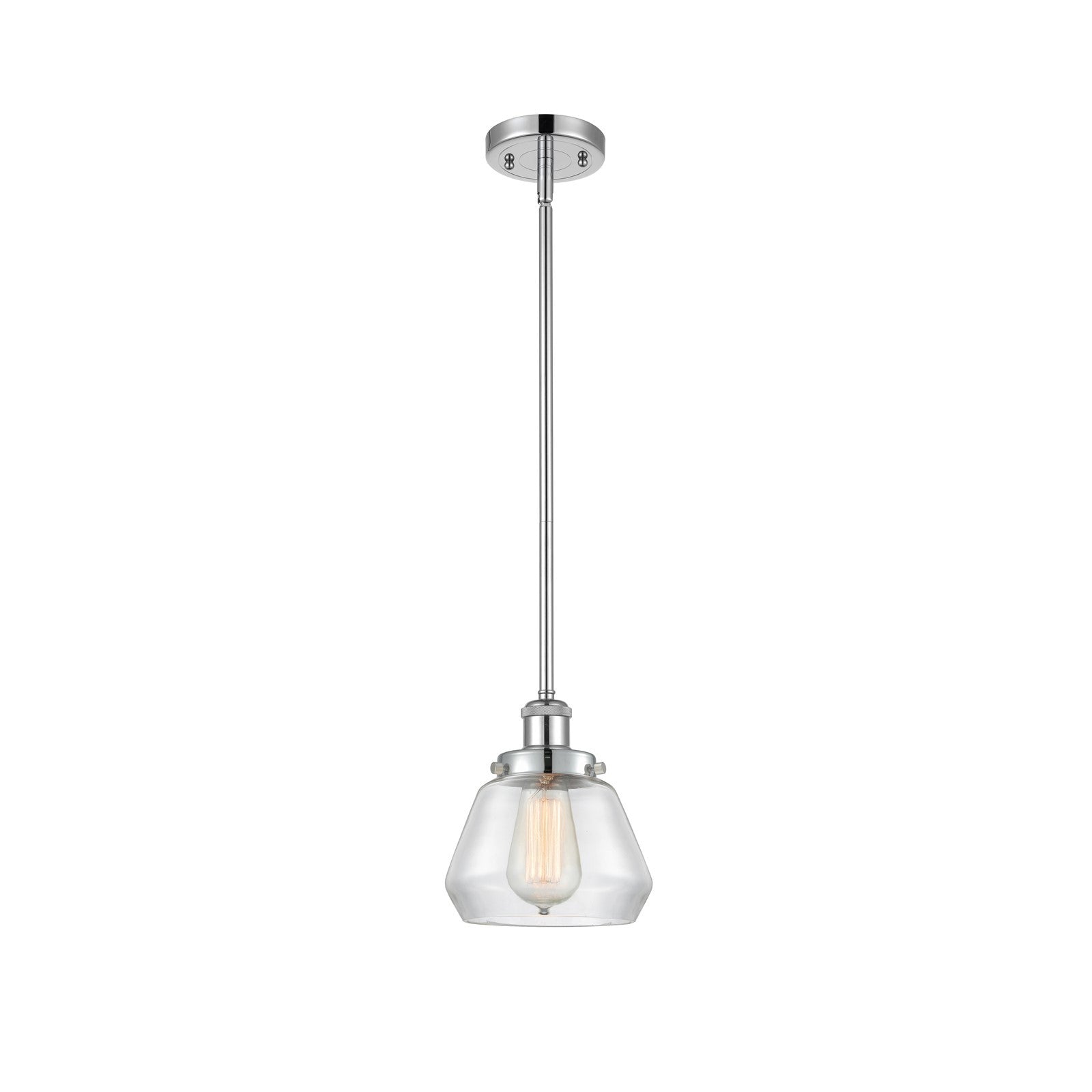 Innovations Fulton 7in 1-Light Mini Pendant | Modern Contemporary Polished Chrome and Clear Glass | Kitchen Island & Dining Room | Model 916-1S-PC-G172