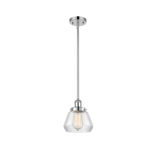 Innovations Fulton 7in 1-Light Mini Pendant | Modern Contemporary Polished Chrome and Clear Glass | Kitchen Island & Dining Room | Model 916-1S-PC-G172