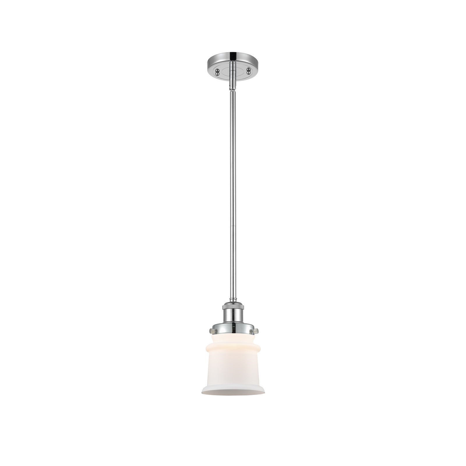 Innovations Canton 5.25in 1-Light Mini Pendant | Modern Contempo Polished Chrome and Matte White Frosted Glass | Kitchen Island & | Model 916-1S-PC-G181S
