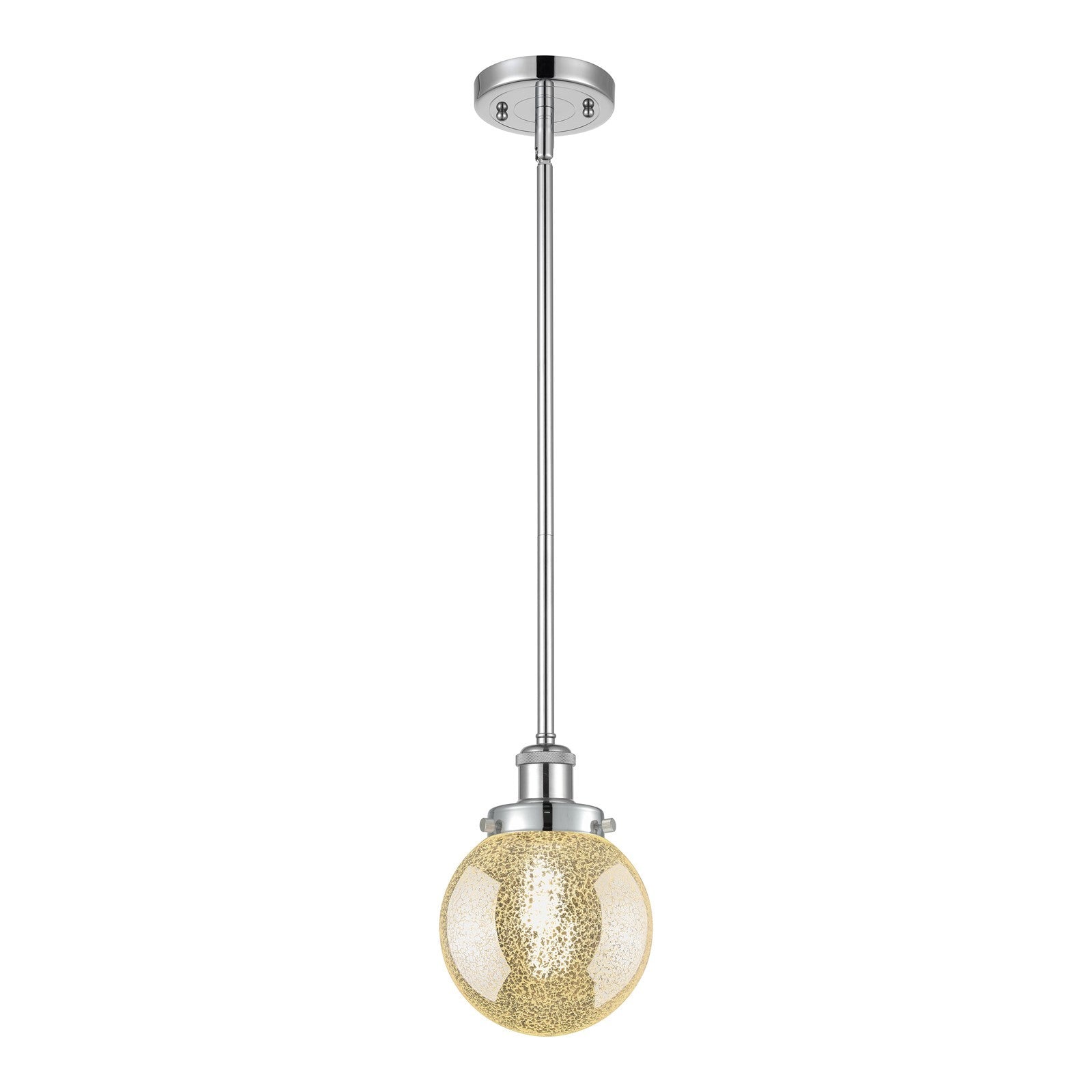 Innovations Beacon 6in 1-Light Mini Pendant | Modern Polished Chrome Steel and Mercury Seeded Glass | Kitchen Island & Dining | Model 916-1S-PC-G208-6