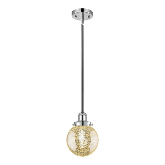 Innovations Beacon 6in 1-Light Mini Pendant | Modern Polished Chrome Steel and Mercury Seeded Glass | Kitchen Island & Dining | Model 916-1S-PC-G208-6