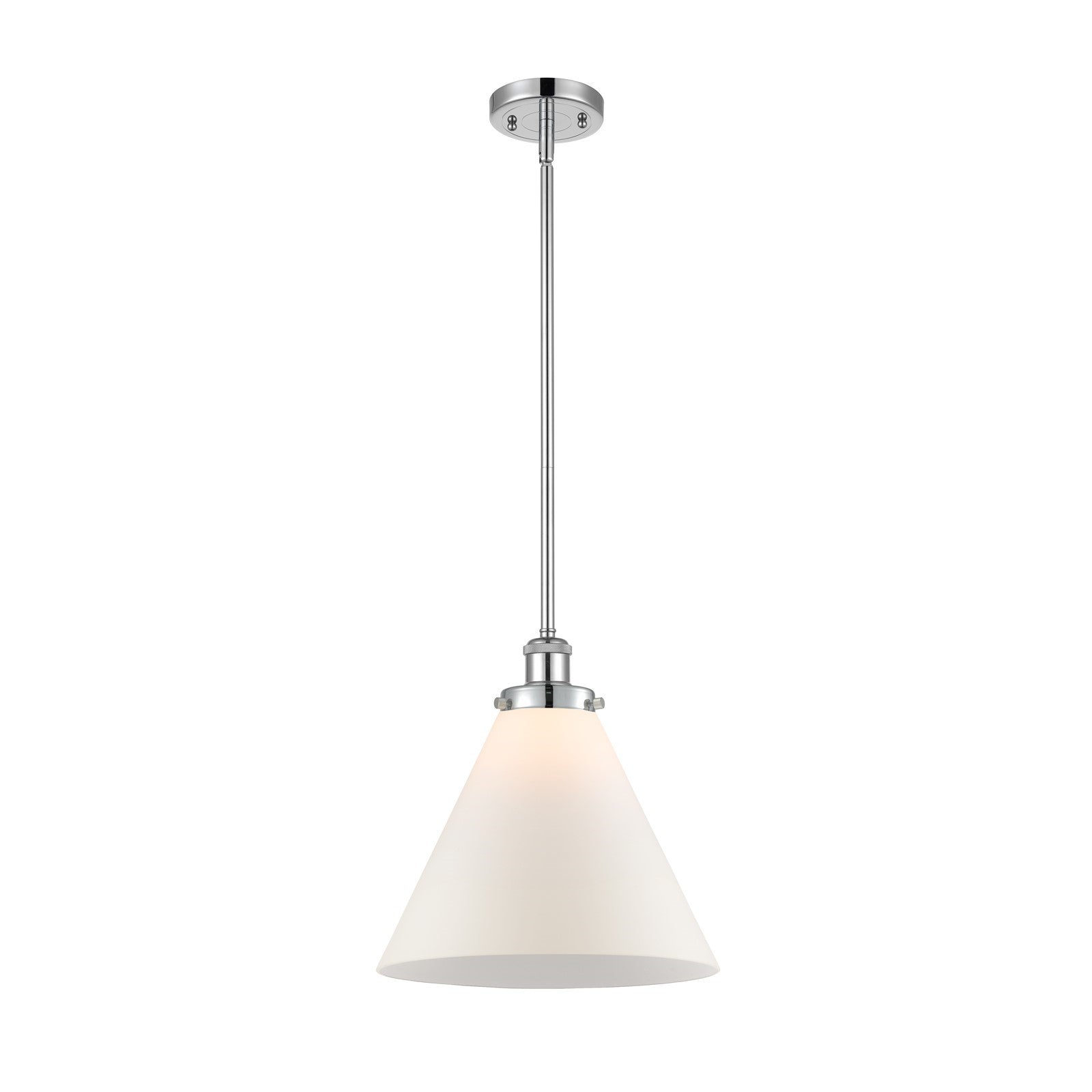 Innovations Cone 11.75in 1-Light Mini Pendant | Industrial Polished Chrome Steel and Matte White Frosted Glass | Kitchen | Model 916-1S-PC-G41-L-LED