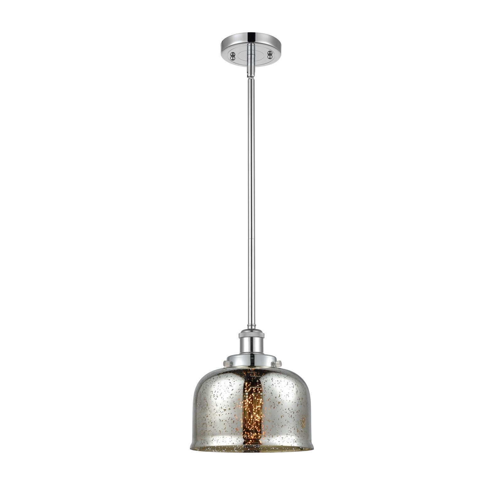 Innovations Bell 8in 1-Light LED Mini Pendant | Industrial Polished Chrome Steel and Silver Plated Mercury Glass | Kitchen | Model 916-1S-PC-G78-LED