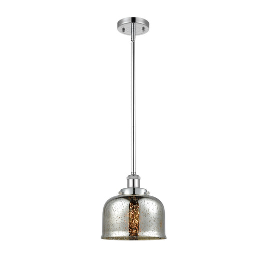 Innovations Bell 8in 1-Light LED Mini Pendant | Industrial Polished Chrome Steel and Silver Plated Mercury Glass | Kitchen | Model 916-1S-PC-G78-LED