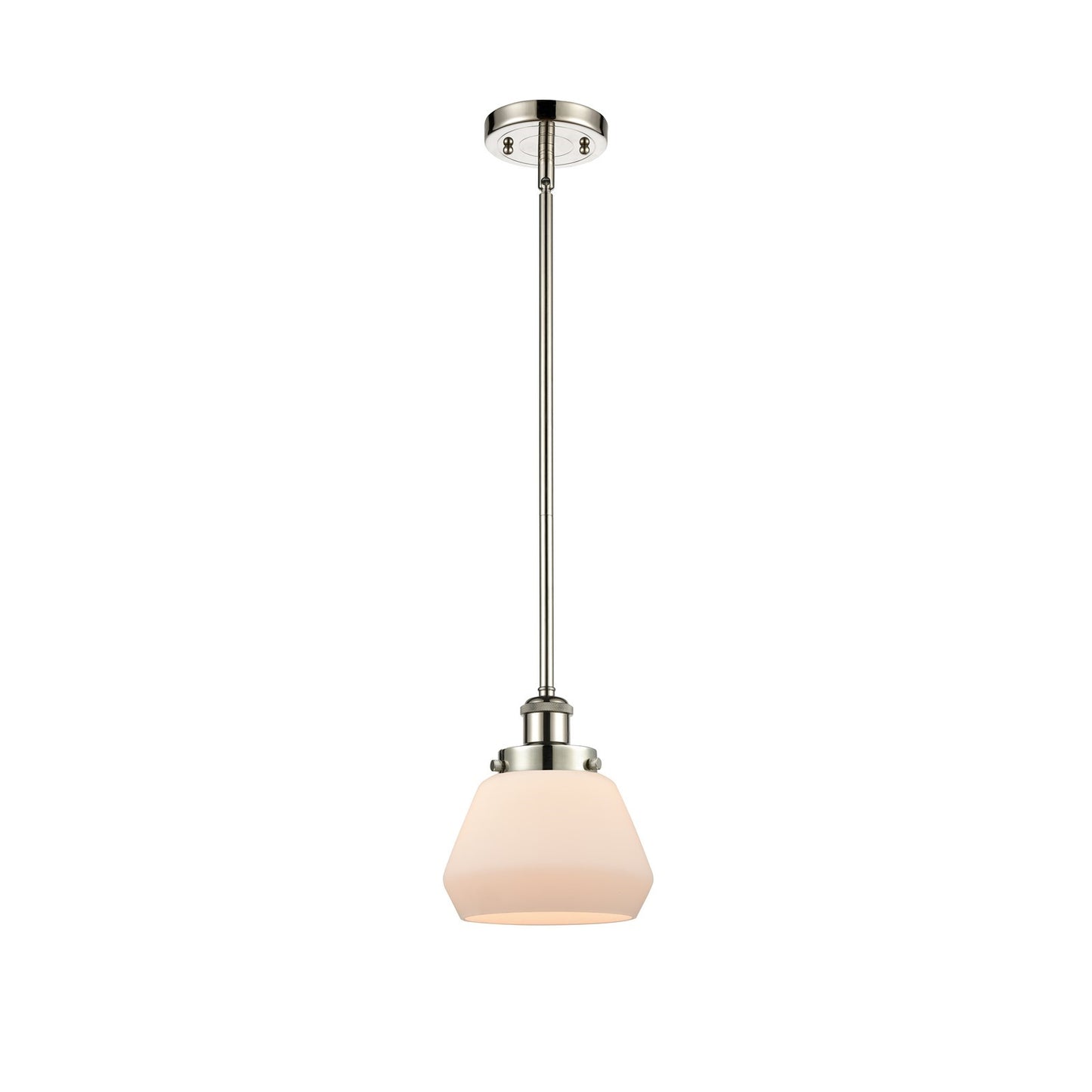 Innovations Fulton 7in 1-Light Mini Pendant | Modern Contempo Polished Nickel and Matte White Frosted Glass | Kitchen Island & | Model 916-1S-PN-G171