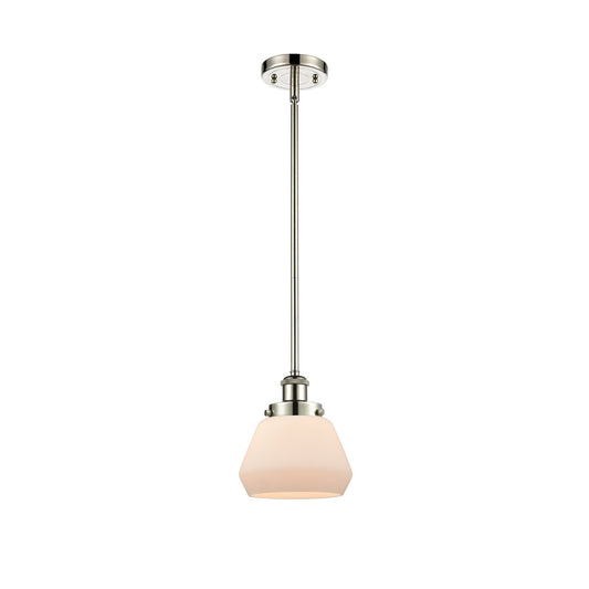 Innovations Fulton 7in 1-Light Mini Pendant | Modern Contempo Polished Nickel and Matte White Frosted Glass | Kitchen Island & | Model 916-1S-PN-G171