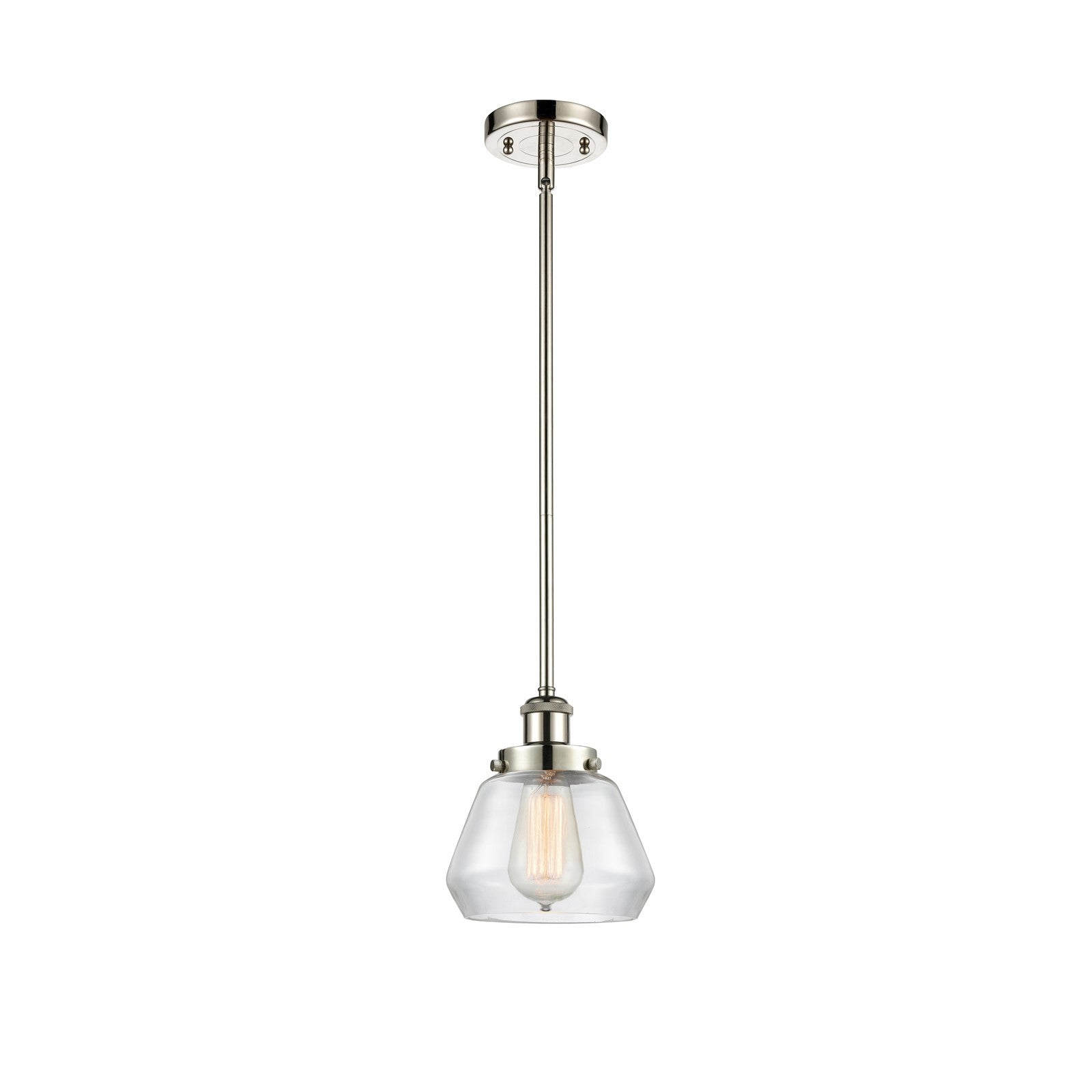 Innovations Fulton 7in 1-Light Mini Pendant | Modern Contempo Polished Nickel and Clear Glass | Kitchen Island & Dining Room | Model 916-1S-PN-G172