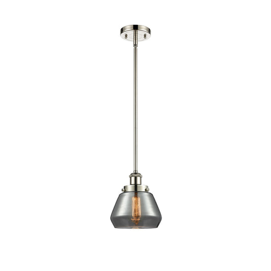 Innovations Fulton 7in 1-Light Mini Pendant | Modern Contempo Polished Nickel and Light Smoke Glass | Kitchen Island & Dining Room | Model 916-1S-PN-G173