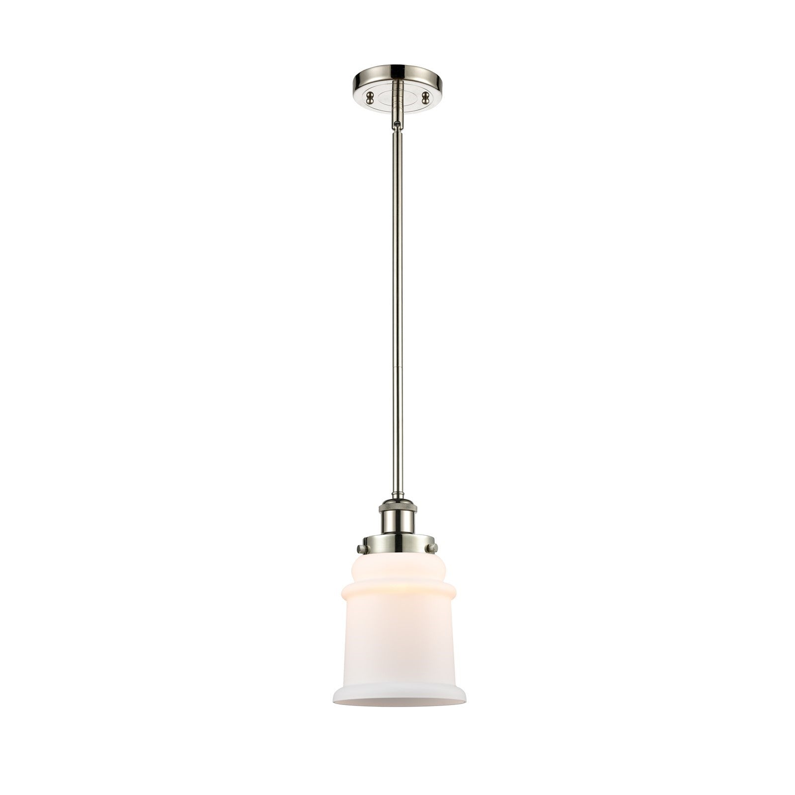 Innovations Canton 6in 1-Light Mini Pendant | Modern Contempo Polished Nickel and Matte White Frosted Glass | Kitchen Island & | Model 916-1S-PN-G181