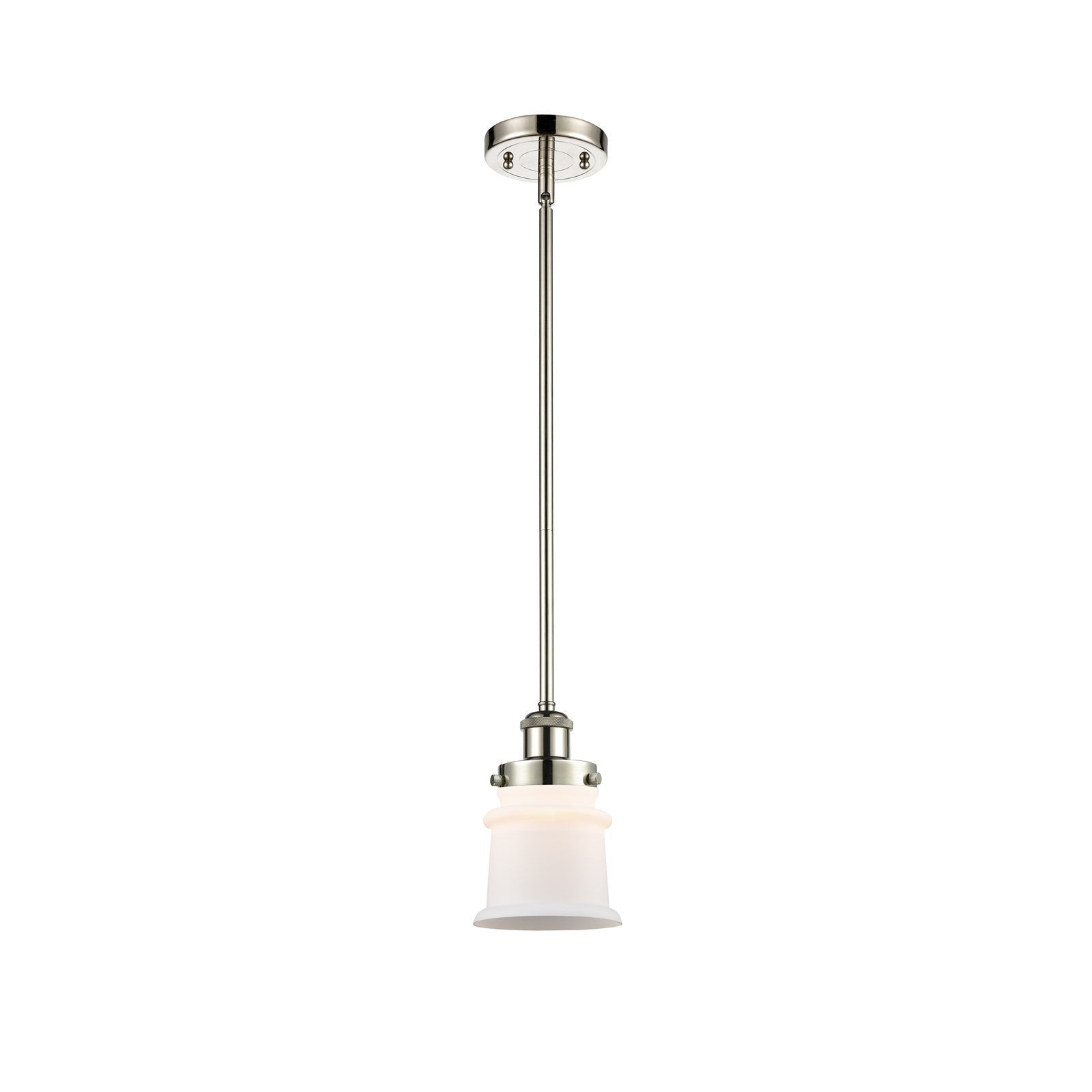 Innovations Canton 5.25in 1-Light Mini Pendant | Modern Contemporary Polished Nickel and Matte White Frosted Glass | Kitchen | Model 916-1S-PN-G181S