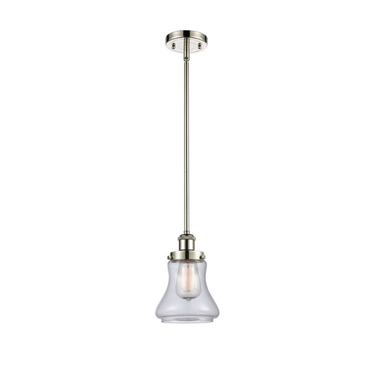 Innovations Bellmont 6.12in 1-Light Mini Pendant | Modern Contempo Polished Nickel and Clear Glass Schoolhouse Shade | Kitchen | Model 916-1S-PN-G192