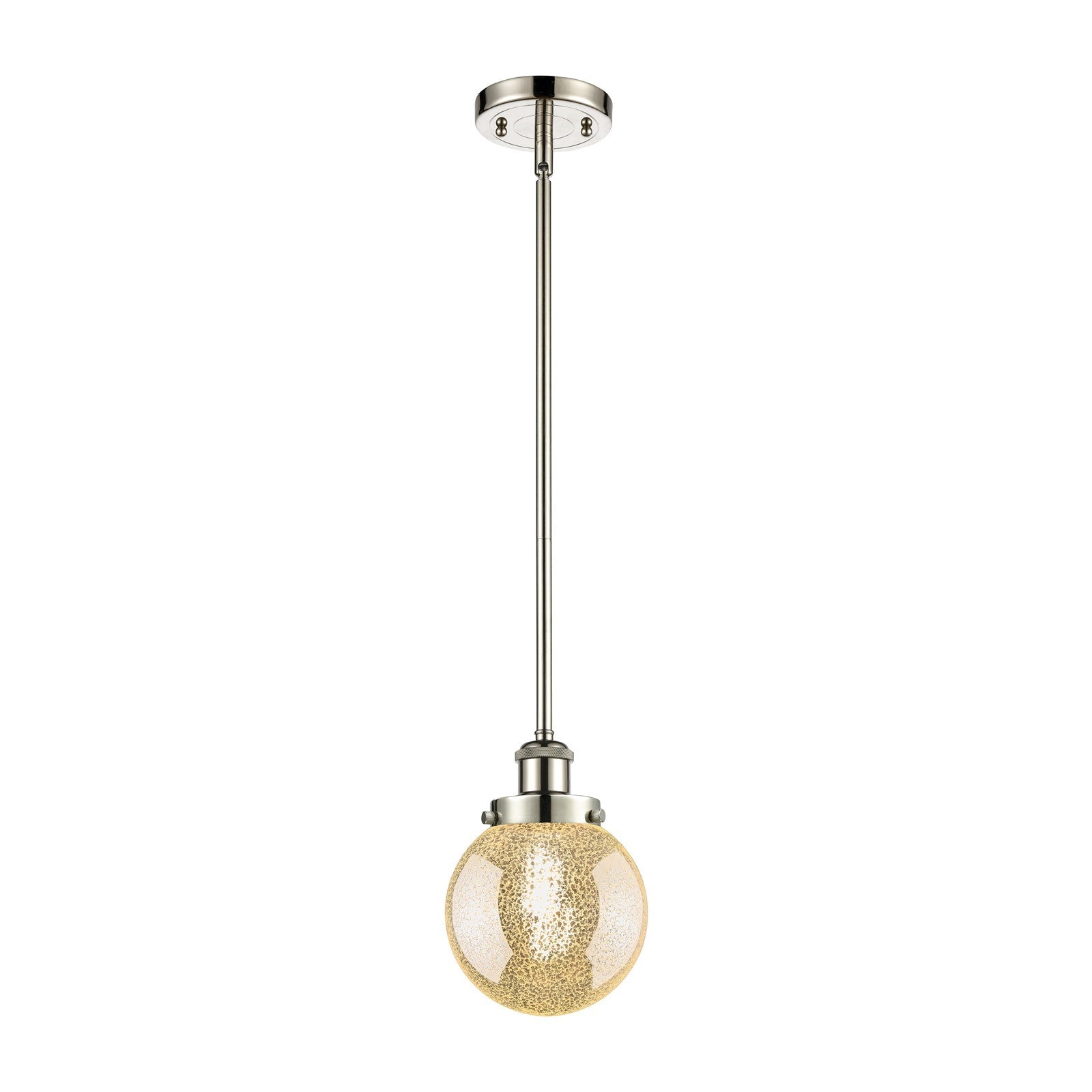 Innovations Beacon 6in 1-Light Mini Pendant | Modern Contempo Polished Nickel and Mercury Glass Globe/Orb Shade | Kitchen Island | Model 916-1S-PN-G208-6