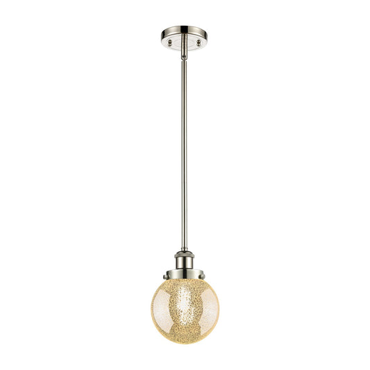 Innovations Beacon 6in 1-Light Mini Pendant | Modern Contempo Polished Nickel and Mercury Glass Globe/Orb Shade | Kitchen Island | Model 916-1S-PN-G208-6