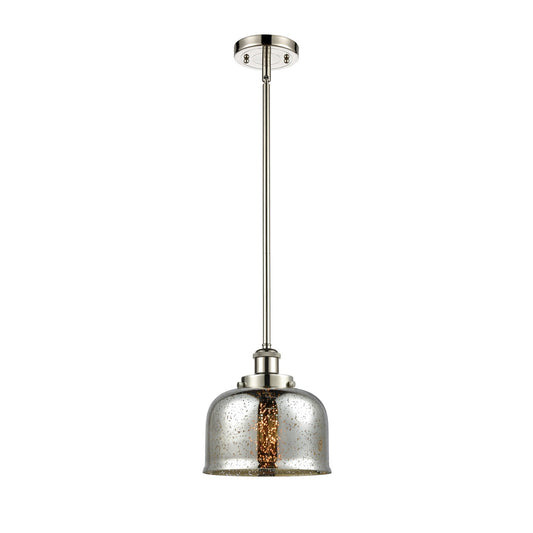 Innovations Bell 8in 1-Light LED Mini Pendant | Industrial Polished Nickel and Silver Plated Mercury Glass | Kitchen Island & | Model 916-1S-PN-G78-LED