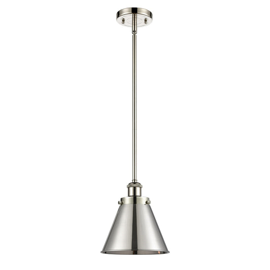 Innovations Appalachian 7in 1-Light Mini Pendant | Industrial Polished Nickel Metal Cone Shade | Kitchen Island & Dining Room | Model 916-1S-PN-M13-PN