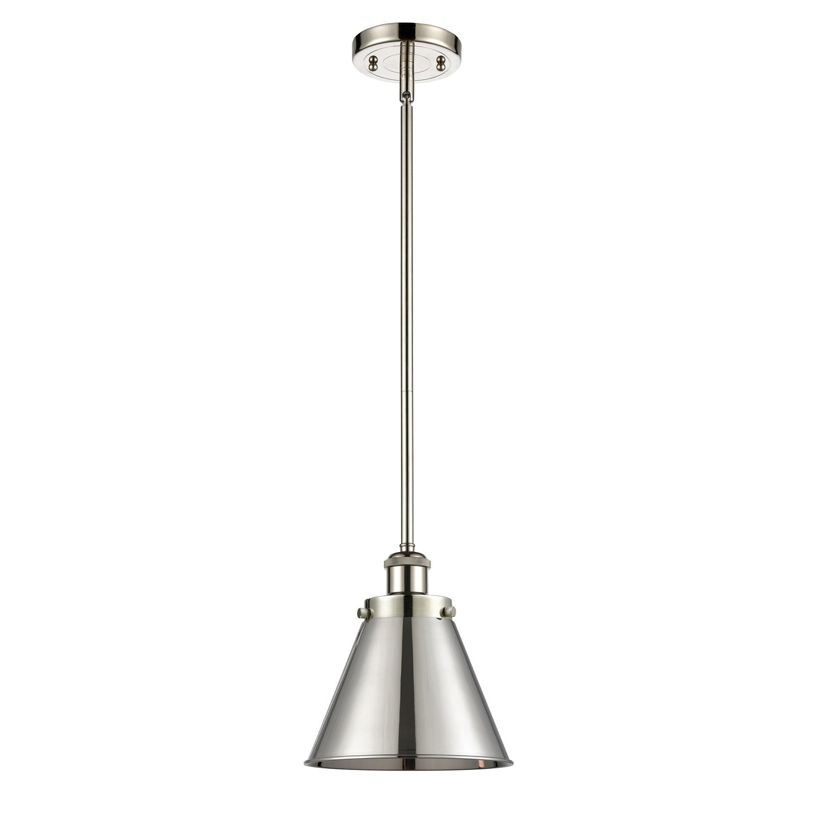 Innovations Appalachian 7in 1-Light LED Mini Pendant | Industrial Polished Nickel Metal Cone Shade | Kitchen Island & Dining | Model 916-1S-PN-M13-PN-LED