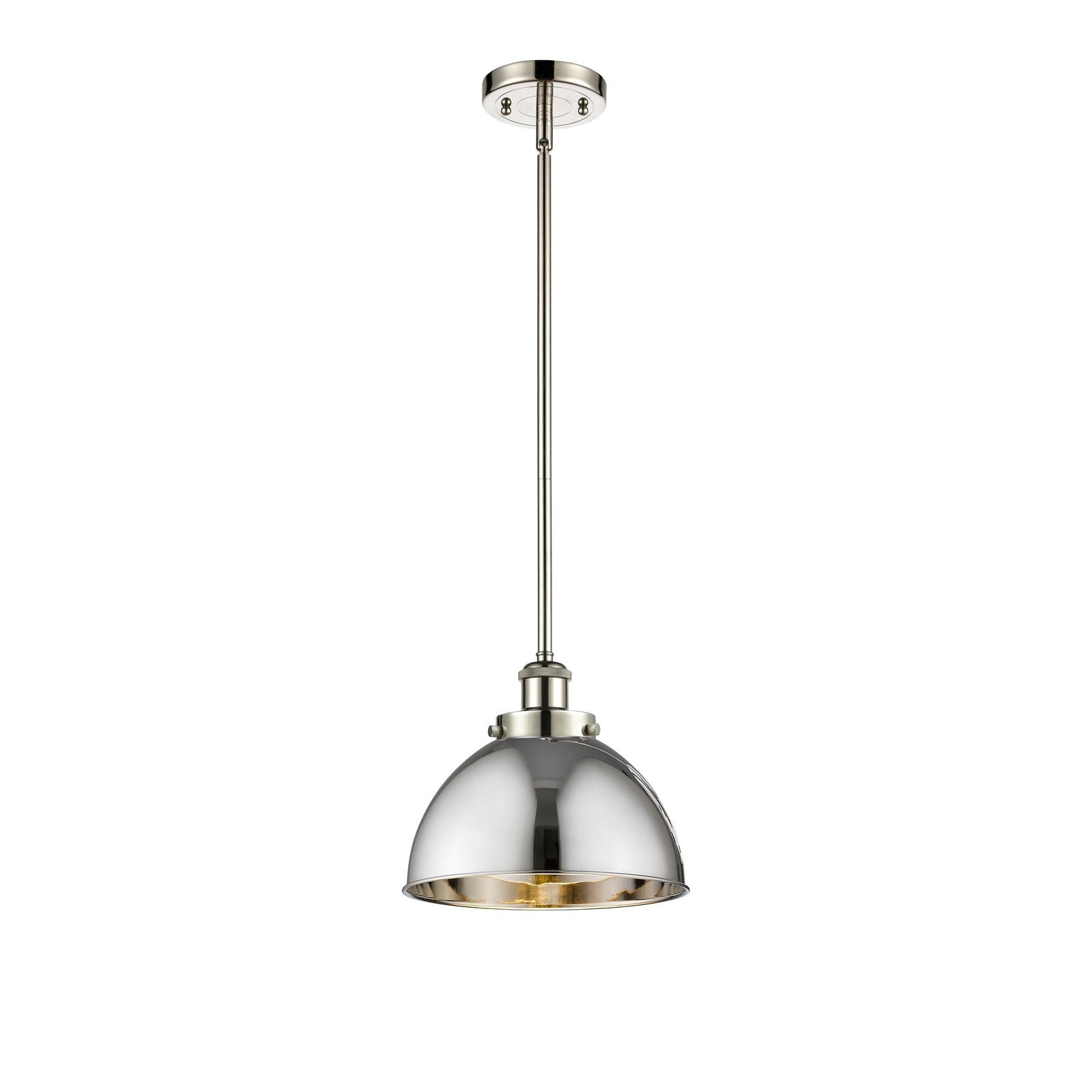 Innovations Derby 10in 1-Light LED Pendant | Industrial Polished Nickel Steel and Polished Nickel Metal Shade | Kitchen | Model 916-1S-PN-MFD-10-PN-LED