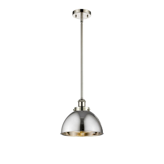 Innovations Derby 10in 1-Light LED Pendant | Industrial Polished Nickel Steel and Polished Nickel Metal Shade | Kitchen | Model 916-1S-PN-MFD-10-PN-LED