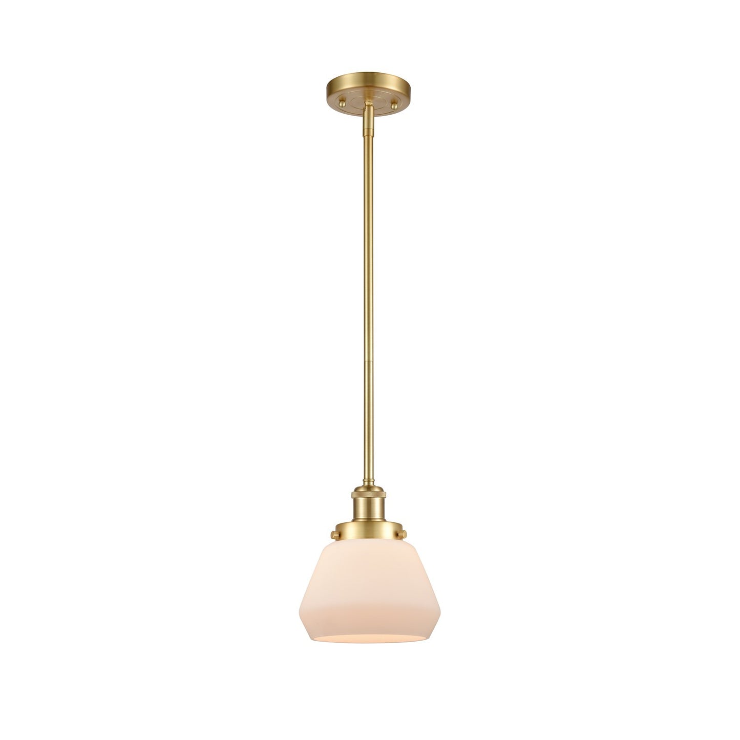 Innovations Fulton 7in 1-Light Mini Pendant | Modern Satin Gold Steel and Matte White Frosted Glass | Kitchen Island & Dining Room | Model 916-1S-SG-G171