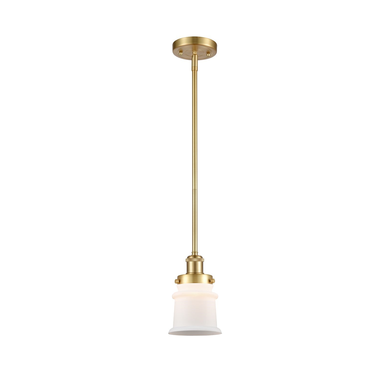 Innovations Canton 5.25in 1-Light Mini Pendant | Modern Satin Gold Steel and Matte White Frosted Glass | Kitchen Island & Dining | Model 916-1S-SG-G181S