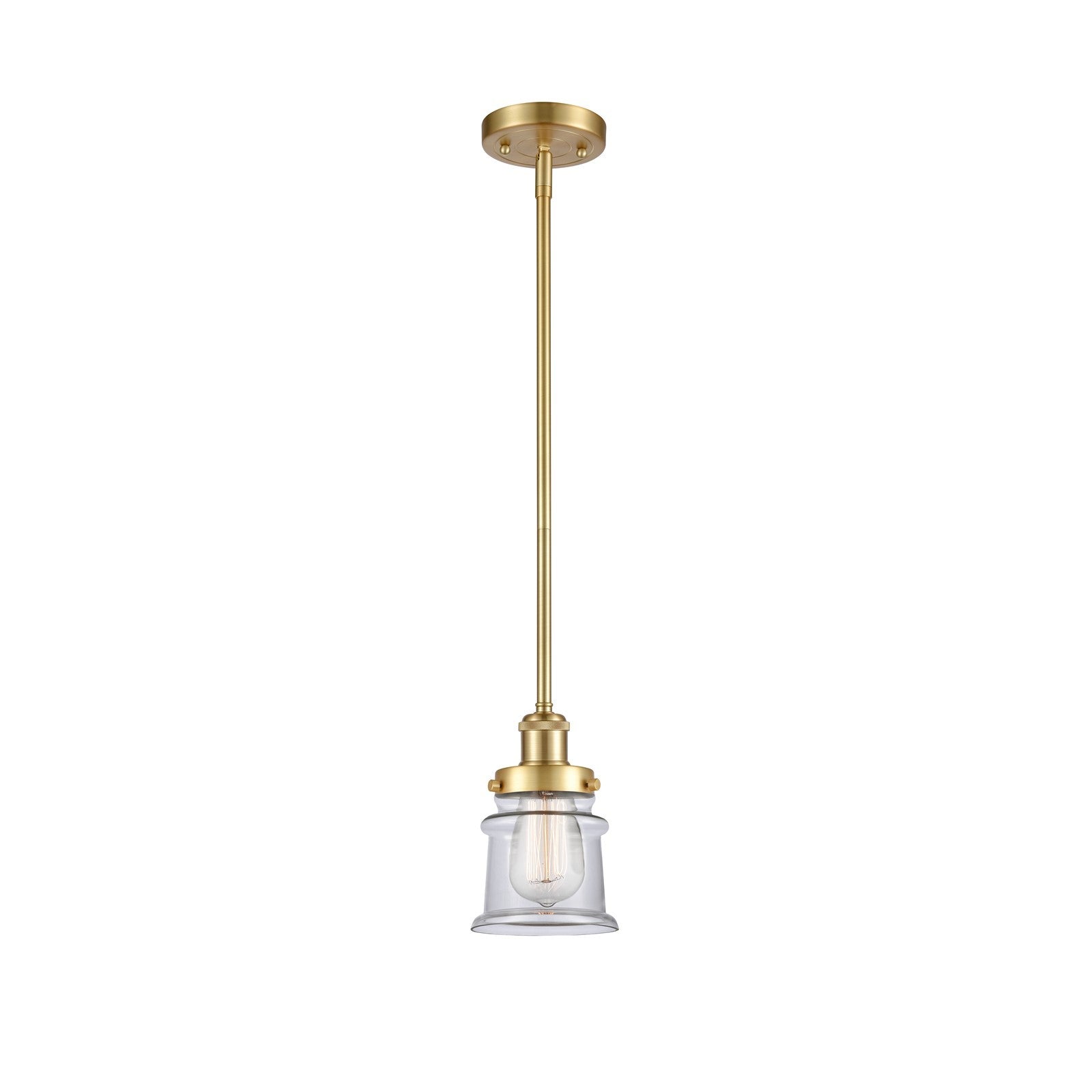 Innovations Canton 5.25in 1-Light Mini Pendant | Modern Satin Gold Steel and Clear Glass | Kitchen Island & Dining Room | Model 916-1S-SG-G182S