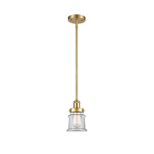 Innovations Canton 5.25in 1-Light Mini Pendant | Modern Satin Gold Steel and Clear Glass | Kitchen Island & Dining Room | Model 916-1S-SG-G182S
